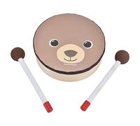 Kid Drum Cartoon Bear Musical Toy, Wooden Frame Plastic Drum Surface Bright Colors Safe Light Durable Percussion Instrument for Children Toddlers Kindergarten Home School Playtime