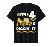 Kid I'm 4 and Digging It Construction Excavator 4ème Anniversaire T-Shirt