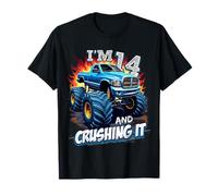 Kid Monster Truck 14 Year Old Boys 14th Birthday Crushing It T-Shirt