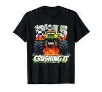 Kid Monster Truck 15 Year Old Boys 15th Birthday Crushing It T-Shirt