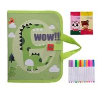 Kid Scribble Book - Erasable Drawing Pad With 12 Markers Reusable 14 Page Kids Drawing Board Painting Sketchbook For Boys Girls Preschool Travel Park Beach Zoo