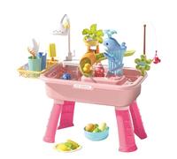 Kid Water Table, Sand and Water Toy Set, 4-en-1 Sink with Electric Faucet, Educational Pretend Plays Station, Backyard Garden Pool Travel Play Use, For Girls Boys School Daycare 16,93 x 6,3 x 11,22 in