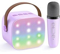 Kidara SingStar Haut-parleur de karaoké et micro sans fil Bluetooth portable pour filles et garçons Cadeau d'anniversaire parfait pour enfants de 4, 5, 6, 7, 8, 9, 10 ans et plus Violet