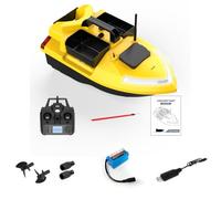 Kidaromo Bateau d'appât V020 RC GPS RC avec 3 trémies indépendantes, 40 points de chemin, affichage LED, lumières de vision nocturne et portée de 500 m, bateaux de pêche à la carpe intelligents en