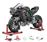 Kidaromo Modèle de moto en alliage moulé sous pression 1/6, simulation réaliste avec allumage, lumières, son du moteur et double effet de fumée, cadeau de collection pour adultes (noir)
