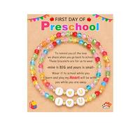 Kidbbi Cadeaux de premier jour de la maternelle/maternelle pour filles et enfants, beaux bracelets élastiques colorés pour la rentrée scolaire, 7.08inches, Pas de gemme