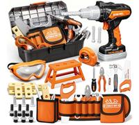 KidBloom Jouet Enfant 3 Ans, Boite a Outils Enfant avec Visseuse & Ceinture Porte Outil, 50 Pièces Outils Enfants Jouet Garcon 3 4 5 Ans (Orange)