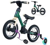Kidcruiser PedalPlay draisienne evolutive 2+ Ans, idéale pour Apprendre à Faire du vélo, avec Roues stabilisatrices LED et pédales, Cadre modulaire Robuste, 80 kg - Vert Forêt