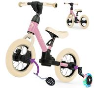Kidcruiser PedalPlay draisienne evolutive 2+ Ans, idéale pour Apprendre à Faire du vélo, avec Roues stabilisatrices LED et pédales, Cadre modulaire Robuste, 80 kg - Rose & Blanc crème