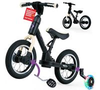 Kidcruiser Vélo d’équilibre pour tout-petits 2-5 ans, 3-en-1, transformable en vélo à pédales avec roues stabilisatrices LED - Premier vélo pour enfants réglable qui grandit avec votre enfant, Noir ma