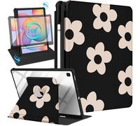 Kidcube Coque pour Samsung Galaxy Tab S6 Lite 10,4 Pouces 2022/2020 pour Femmes et Filles - Joli étui Portefeuille avec Porte-Crayon - Motif Floral et Floral - Support Rotatif - Jolis étuis pour