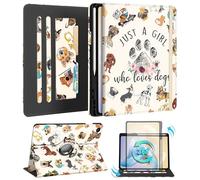 Kidcube Étui Portefeuille pour Samsung Galaxy Tab A9 Plus 11 Pouces - pour Femmes, Filles, Enfants, Joli Support Rotatif avec Porte-Crayon et Fente pour Cartes, Motif Chiens de Dessin animé Kawaii