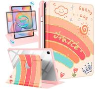 Kidcube Étui Portefeuille pour Samsung Galaxy Tab S6 Lite 10,4 Pouces 2022/2020 pour Femmes et Filles - Joli étui Portefeuille avec Porte-Crayon Arc-en-Ciel Kawaii Girly et Support Rotatif pour