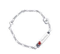 KIDDI-MEDIA Bracelet gravé nom pour bébé/enfant - argent 925 avec cœur rouge et ange / 16 cm/complet avec boîte cadeau