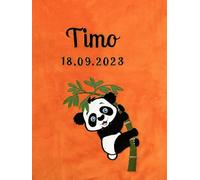 KIDDI-MEDIA Couverture pour bébé, douce et douillette, personnalisable, orange-panda