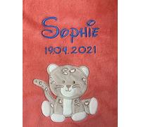 KIDDI-MEDIA Couverture pour chien avec noms brodés et inscriptions sur 2 lignes (corail léopard)