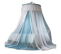 KiddiBubzi 1 Set Princess Bed Curtain Double Layer Round Dome Ceiling Hanging Soft Sheer Mesh Lace Girl Bedroom Bed Canopy Net Home Supplie(Blue,XL)