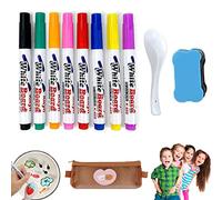 Kiddies Create Magic Pen, Magical Water Painting Pen, Dooddy Magic Painting Pens, Magic Pen Floating Drawings Erasing Whiteboard Marker Pens with Spoon (8 Colors 1 Set)