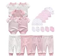 Kiddiezoom - Ensemble de vêtements pour enfants, body, pantalons, casquettes et gants anti-rayures en coton, 12 mois