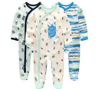 Kiddiezoom Lot de 2 grenouillères pour bébé garçon avec motif girafe de dessin animé, 100 % coton biologique, Ladybug / Camouflage, 3-6 mois