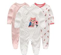 Kiddiezoom Lot de 3 grenouillères pour bébé garçon et fille, Little Fox, 6-9 mois