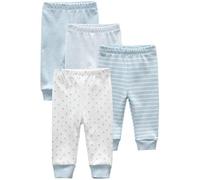 Kiddiezoom Lot de 4 pantalons, style jogging, unisexes, pour bébé, bleu clair, 9 mois