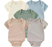Kiddiezoom Lot de 5 bodies unisexe en coton pour nouveau-né de 0 à 12 mois, Bds5325green, 0-3 mois