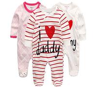 Kiddiezoom Pyjamas pour Bébé Garçon avec Motif Girafe, Lot de 2 Combishorts en 100% Coton Biologique, 3-6 mois