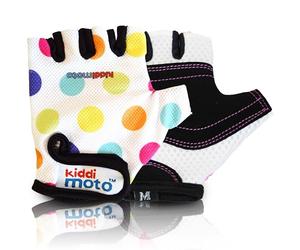 KIDDIMOTO Gants Vélo pour Enfant de 2 à 8 Ans - Points Pastel - Petite (2-5 Ans)