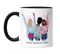 Kiddle-Design 3 Meilleures amies Tasse Noire personnalisée Nom Cadeau Anniversaire Amitié Cadeau à personnaliser