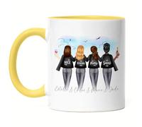 Kiddle-Design 4 Amies Tasse Jaune Personnalisée Quatre Meilleures Amies Nom Cadeau Amie Tasse à café