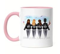 Kiddle-Design 4 Amies Tasse Rose Personnalisée Quatre Meilleures Amies Nom Cadeau Amie Tasse à café