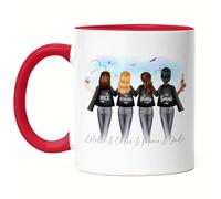 Kiddle-Design 4 Amies Tasse Rouge Personnalisée Quatre Meilleures Amies Nom Cadeau Amie Tasse à café