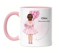 Kiddle-Design anniversaire tasse rose fille 10ème anniversaire personnalisé nom cadeau d'anniversaire individuel 6. 8. 12. 14ème anniversaire princesse