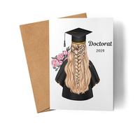 Kiddle-Design Bachelor Master Baccalauréat 2024 Carte Cadeau Personnalisé Diplômé Nom Carte de vœux Docteur Carte de fin d'études le bac