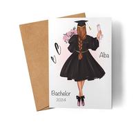 Kiddle-Design Bachelor Master Baccalauréat 2024 Carte Cadeau Personnalisé Nom Diplômé Carte de vœux Docteur Carte de fin d'études le bac