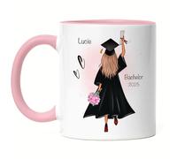 Kiddle-Design Bachelor Master Baccalauréat 2025 Mug Rose Cadeau Diplôme Personnalisé Nom Diplômé Docteur Femmes Diplôme scolaire Baccalauréat