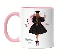 Kiddle-Design Bachelor Master Baccalauréat 2025 Mug Rose Cadeau Diplôme Personnalisé Nom Diplômé Docteur Femme Diplôme d'études secondaires