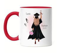 Kiddle-Design Bachelor Master Baccalauréat 2025 Mug Rouge Cadeau Diplôme Personnalisé Nom Diplômé Docteur Femmes Diplôme scolaire Baccalauréat
