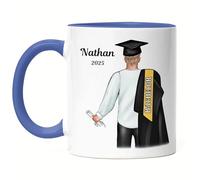 Kiddle-Design Bachelor Master Baccalauréat 2025 Tasse Bleue Cadeau Diplôme Personnalisé Nom Diplômé Docteur Hommes Diplôme scolaire Licence