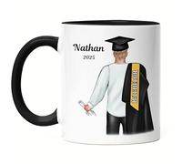 Kiddle-Design Bachelor Master Baccalauréat 2025 Tasse Noire Cadeau Diplôme Personnalisé Nom Diplômé Docteur Hommes Diplôme scolaire Licence