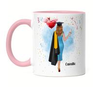 Kiddle-Design Bachelor Master Baccalauréat 2025 Tasse Rose Cadeau Diplôme Personnalisé Nom Dr Docteur Diplômée Femme Diplôme d'études secondaires