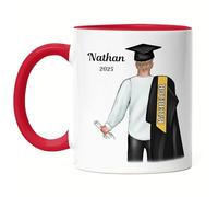Kiddle-Design Bachelor Master Baccalauréat 2025 Tasse Rouge Cadeau Diplôme Personnalisé Nom Diplômé Docteur Hommes Diplôme scolaire Licence