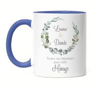 Kiddle-Design Cadeau de mariage personnalisé Tasse Bleue Cadeau de mariage personnalisé avec les noms des mariés Cadeau d'invité