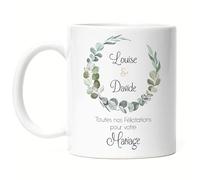 Kiddle-Design Cadeau de mariage personnalisé Tasse Cadeau de mariage personnalisé avec les noms des mariés Cadeau d'invité