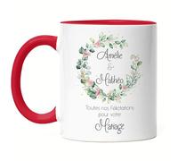Kiddle-Design Cadeau de mariage personnalisé Tasse Rouge Cadeau de mariage Cadeau d'invité personnalisé avec les noms des mariés