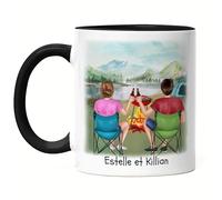 Kiddle-Design Camping Mug Noire Couple Tente Camping-car Van Camper Caravane Personnalisé Cadeau pour campeur avec nom