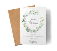 Kiddle-Design Carte Baptême Personnalisée Cadeau de Baptême Fillette Carte de parrainage Félicitations pour le Baptême