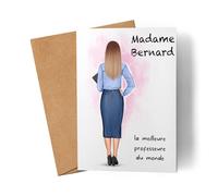 Kiddle-Design Carte d'Adieu Personnalisée | Carte pour institutrice | Avec nom et slogan | Cadeau d'adieu école primaire | Cadeau de remerciement pour institutrice