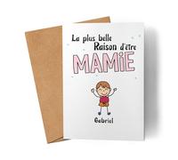 Kiddle-Design Carte d'Anniversaire de Mamie Personnalisée pour Mamie Petit-fils Petite-fille Bébé Cadeau Enfants Mamie Fête des Mères Carte d'Anniversaire